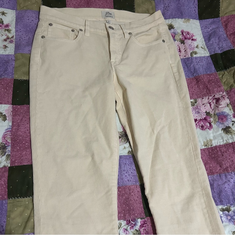 NWT J. Crew Toothpick Ivory Corduroy Pants Jeans Style F5336 Size 27‎